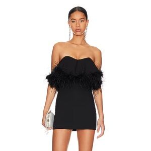 Mini feathered black dress